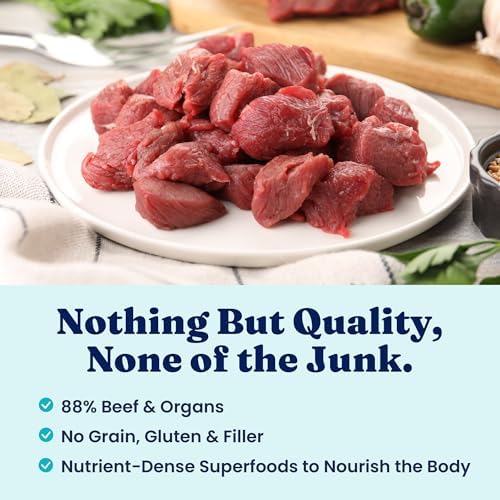 Freeze Dried Dog Food - W/Real Beef, Pumpkin & Superfoods - Freeze Dried Raw Dog Food Toppers for Picky Eaters to Serve as a Nutrient-Dense Meal Topper or High Protein Treats - 1.5Oz