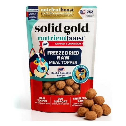 Freeze Dried Dog Food - W/Real Beef, Pumpkin & Superfoods - Freeze Dried Raw Dog Food Toppers for Picky Eaters to Serve as a Nutrient-Dense Meal Topper or High Protein Treats - 1.5Oz